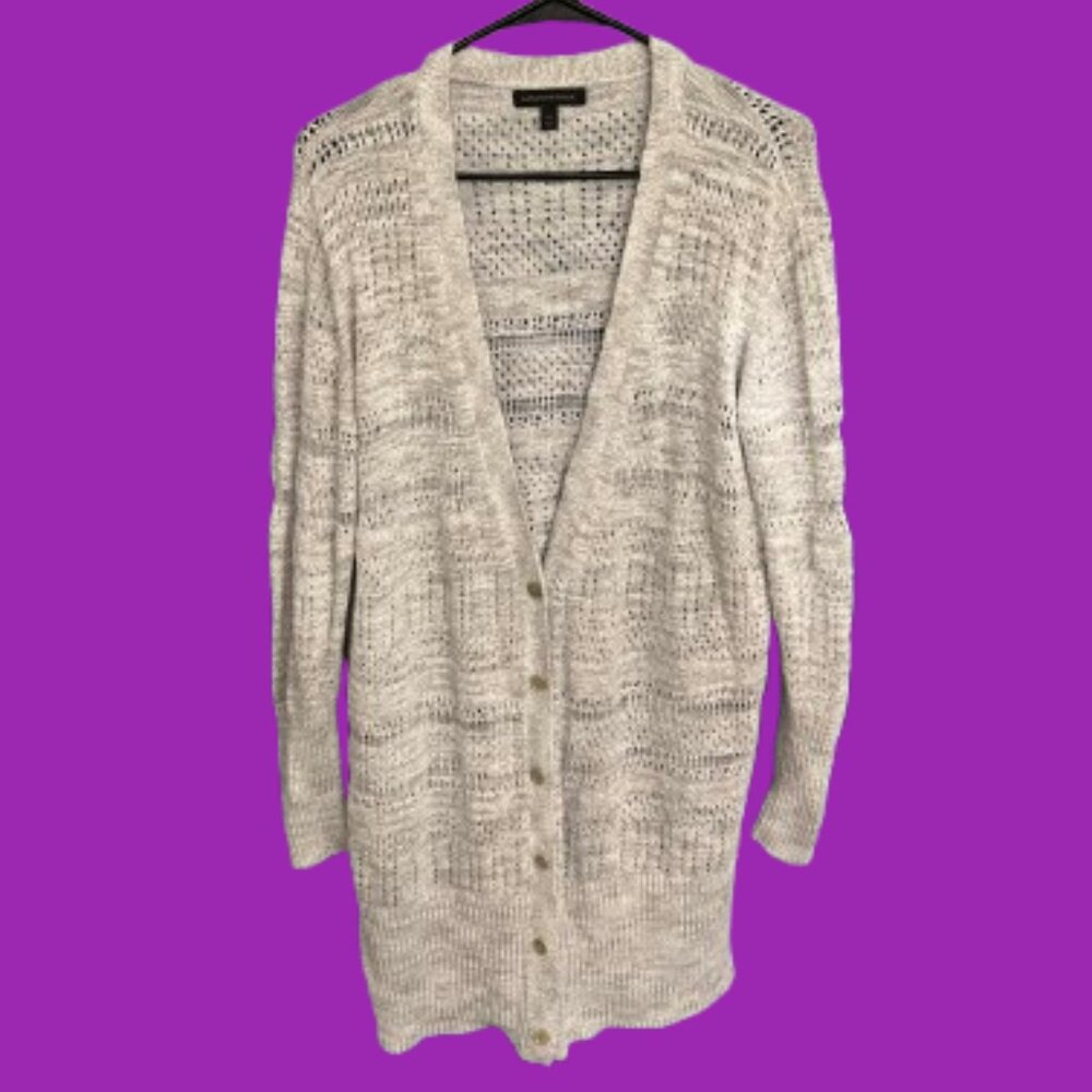 Banana Republic Gray Long V Neck Button Down Sweater Size XL